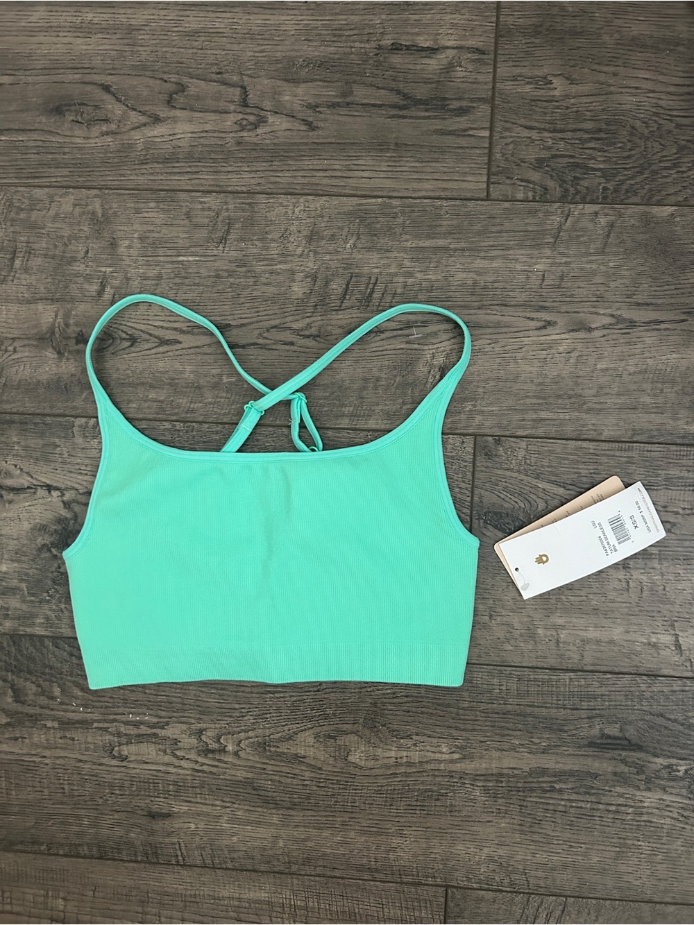 New! Seamless Ribbed Crop Bralette - Aqua Green Spiritual Gangster XS NWT